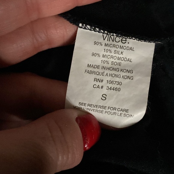 VINCE modal long sleeve sheer blackk top - Picture 3 of 4